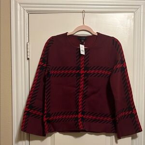 New with tags Ann Taylor Burgundy and Black Plaid Sweater size M
